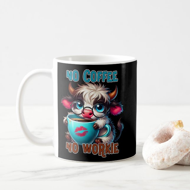 No Coffee No Workie  Kaffeetasse (Mit Donut)