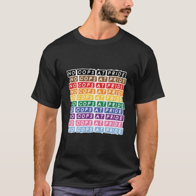 No Cops At Pride Lgbtq Inclusive Rainbow Flag Stat T-Shirt (Vorderseite)