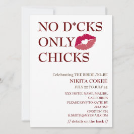 No D*cks Only Chicks Bachelorette Wochenende Rusti Einladung