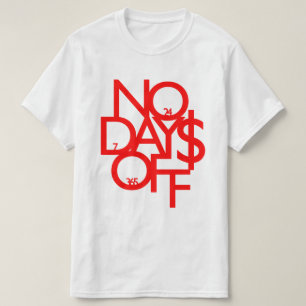 No Days Off Clothing: Red & White T-Shirt