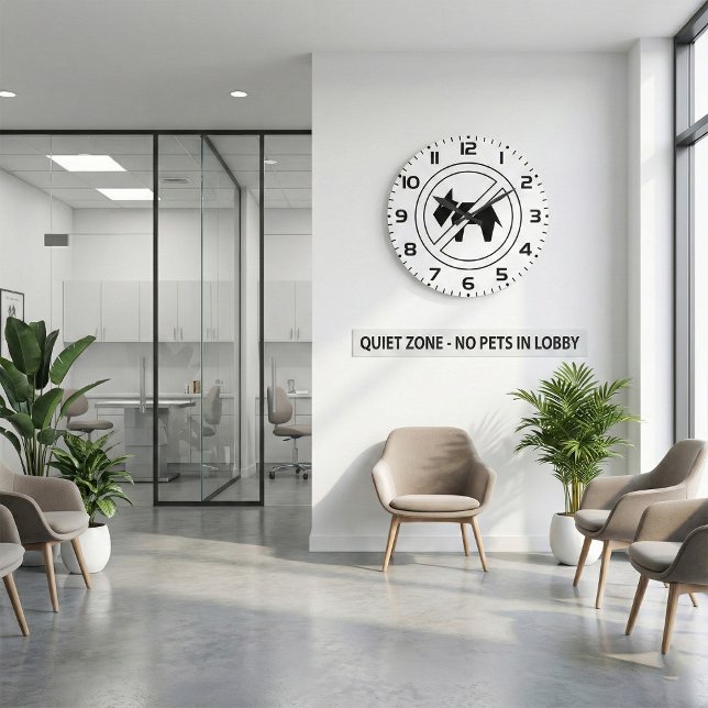 No Dogs Allowed Bold Black and White Symbol Große Wanduhr (Von Creator hochgeladen)