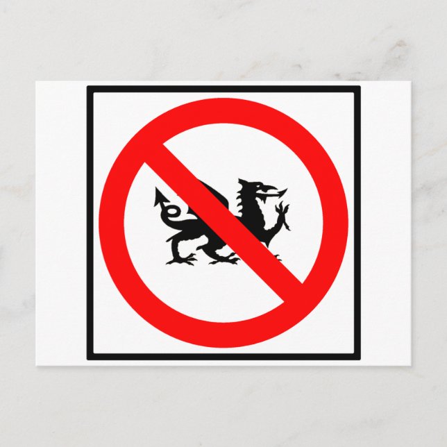 No Dragons Highway-Zeichen Postkarte (Vorderseite)