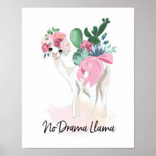 No Drama Llama Blumenposter Poster