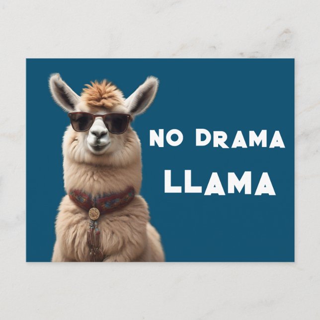 No Drama Llama Cool Alpaca Wear Sonnenbrille Blau Postkarte (Vorderseite)