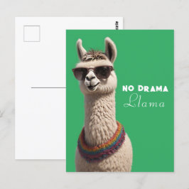 No Drama Llama Funky Alpaca Sonnenbrille Grün Postkarte