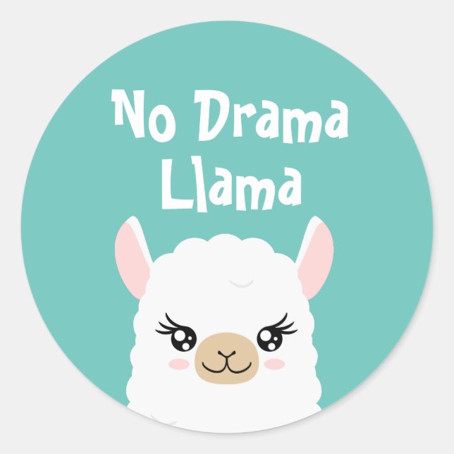 No Drama Llama Runder Aufkleber (Vorderseite)