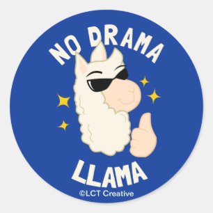 No Drama Llama Runder Aufkleber