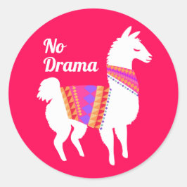 No Drama Llama Runder Aufkleber