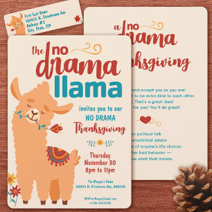 No Drama Llama Thanksgiving Cremeinladung Einladung