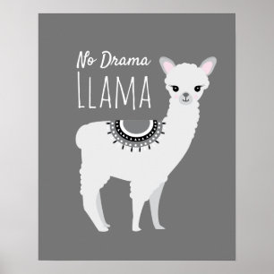 No Drama Llama Wall Art Illustration Poster