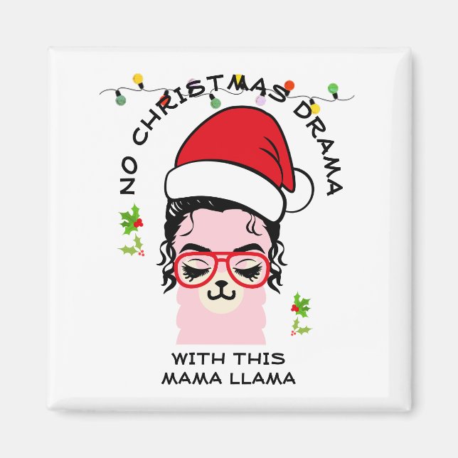 NO DRAMA MAMA LLAMA Weihnachten Magnet (Vorne)