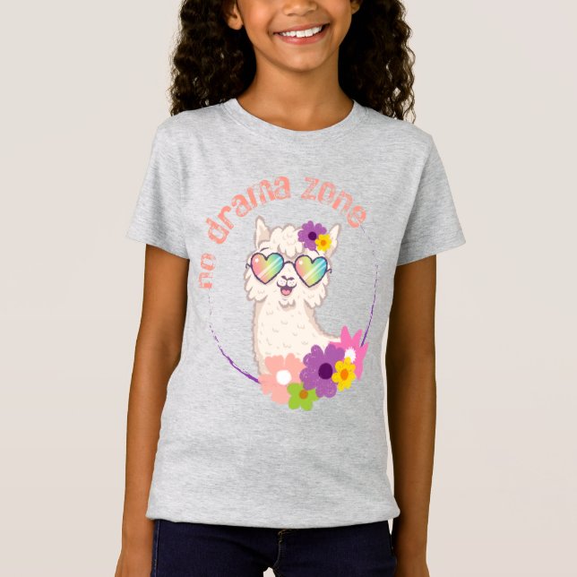 No Drama Zone Funny Llama Girls' T - Shirt (Vorderseite)
