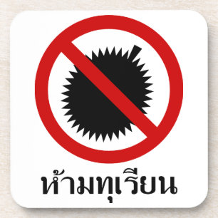 NO Durian Fruit ⚠ thailändisches Skriptzeichen ⚠ Getränkeuntersetzer