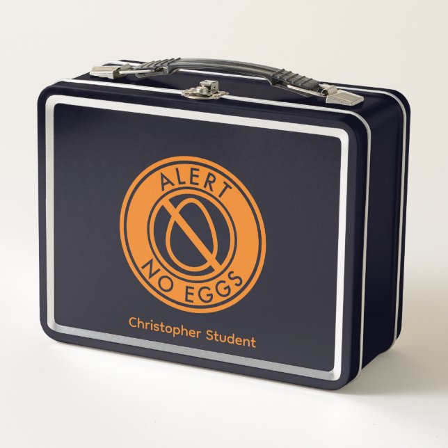 NO EGGS Allergie Alert & Name Metal Lunch Box (Vorderseite)