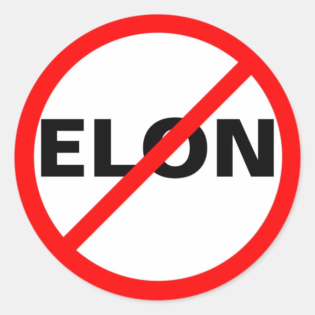 "NO ELON" RUNDER AUFKLEBER (Vorderseite)