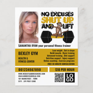 No Entschuldigung Monkey, Personal Trainer, Gym Ad Flyer