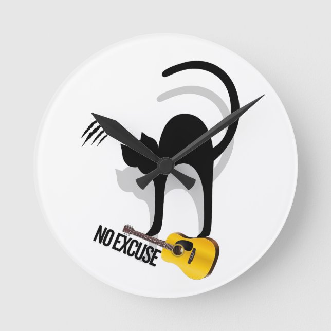 No Excuse Cat per keychain Runde Wanduhr (Vorderseite)