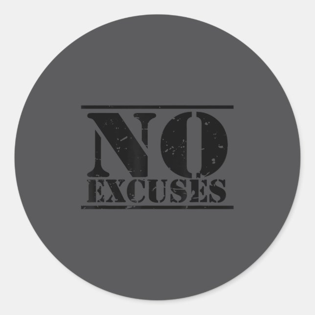 No Excuses Athlete Training Motivation Distressed  Runder Aufkleber (Vorderseite)