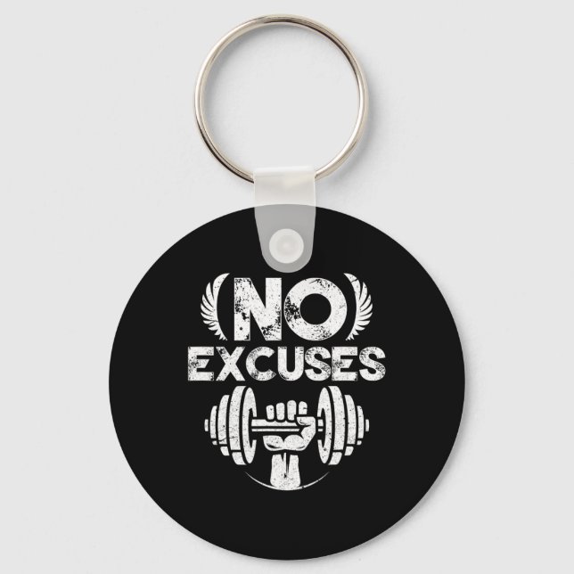 No Excuses Funny Bodybuilding Fitness Training  Schlüsselanhänger (Vorderseite)