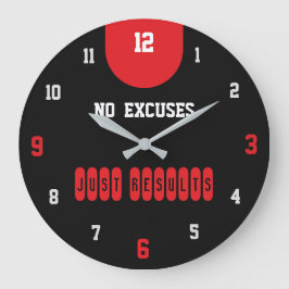 No Excuses Just Results Black Fitness Große Wanduhr