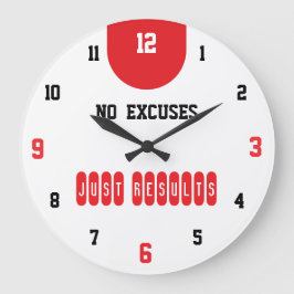 No Excuses Just Results Fitness Große Wanduhr
