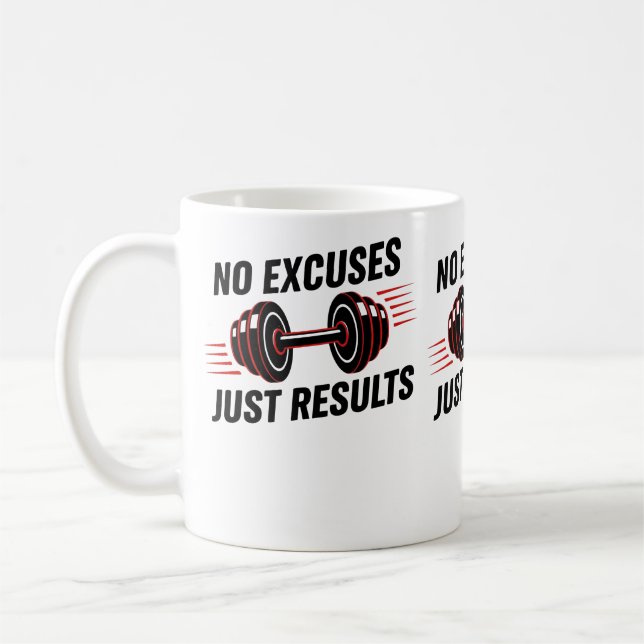 No Excuses Just Results Motivational Kaffeetasse (Links)