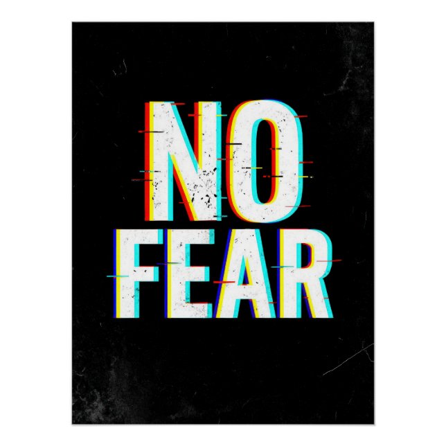 NO FEAR Glitch Effect Poster | Motivational (Vorderseite)