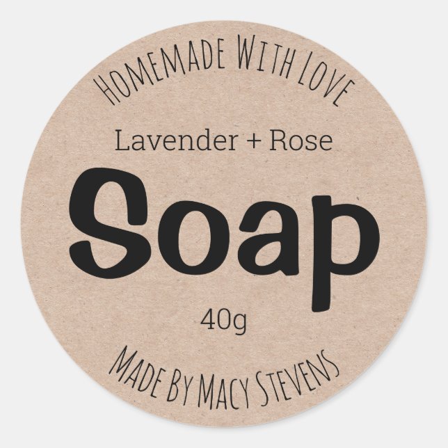 No Frills Simple Brown Kraft Paper Soap Labels Runder Aufkleber (Vorderseite)