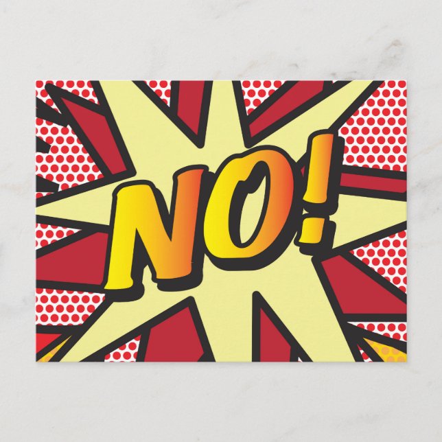 NO Fun Retro Comic Pop Kunst Ankündigungspostkarte (Vorderseite)