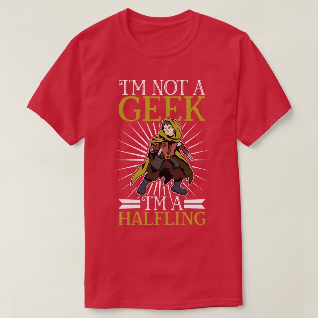 No geek D20 Roleplay Charakter Halfling T-Shirt (Design vorne)