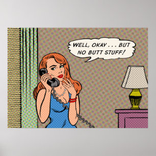 "No Hintern Stuff" Retro-Style-Poster Poster