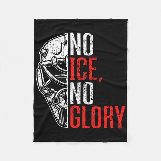 No Ice No Glory Funny Ice Hockey  Fleecedecke (Vorderseite)