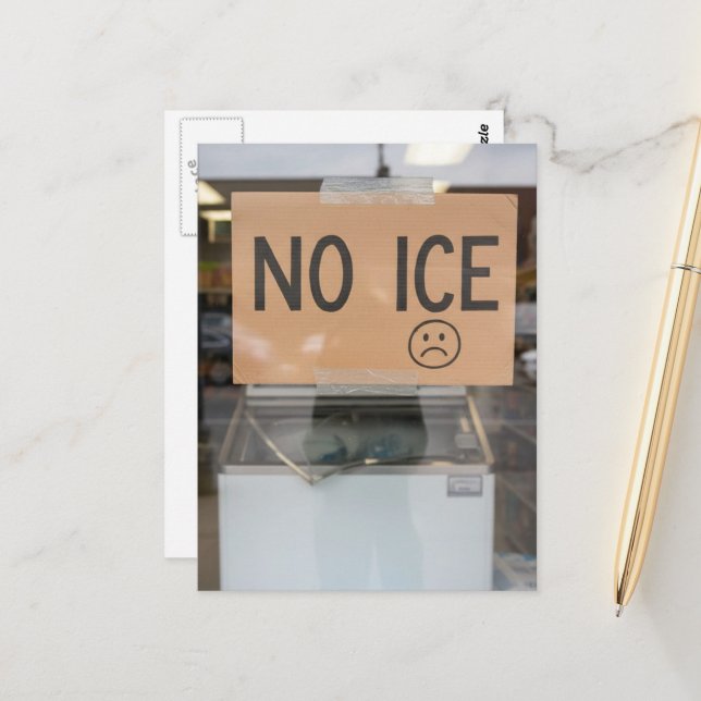 no ice sign in a window postkarte (Vorderseite/Rückseite Beispiel)