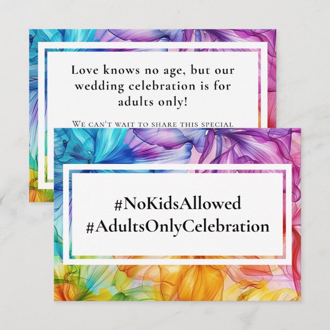 NO KIDS Hochzeit Ethereal Bloom Begleitkarte (Vorne/Hinten)