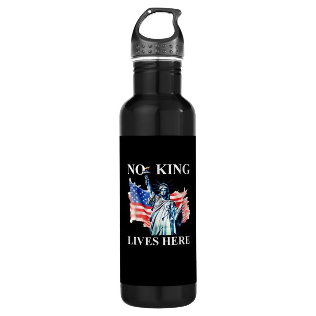 No King Lives in America Freedom Flag Patriotic Edelstahlflasche (Vorderseite)