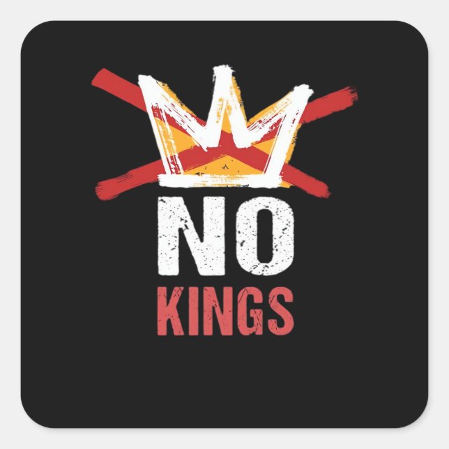 No Kings Anti Vintage Graphic Quadratischer Aufkleber (Vorderseite)