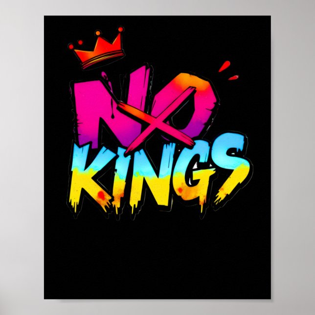 No Kings - Bold Graffiti Statement Sticker Poster (Vorne)