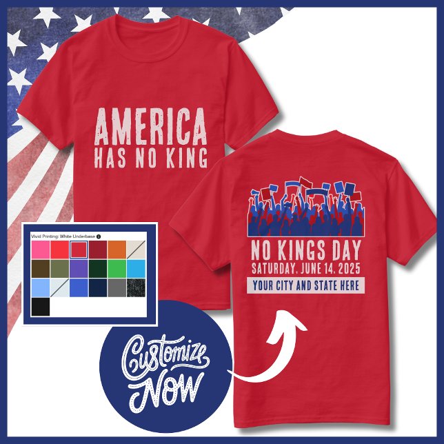 No Kings Day Protest Customizable City and Staat T-Shirt (No Kings Day Customizable Shirt June 14, 2025)