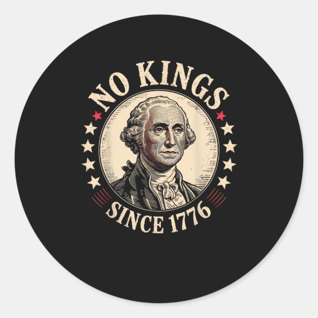 No Kings In America 1776 Freedom Retro Classic Runder Aufkleber (Vorderseite)