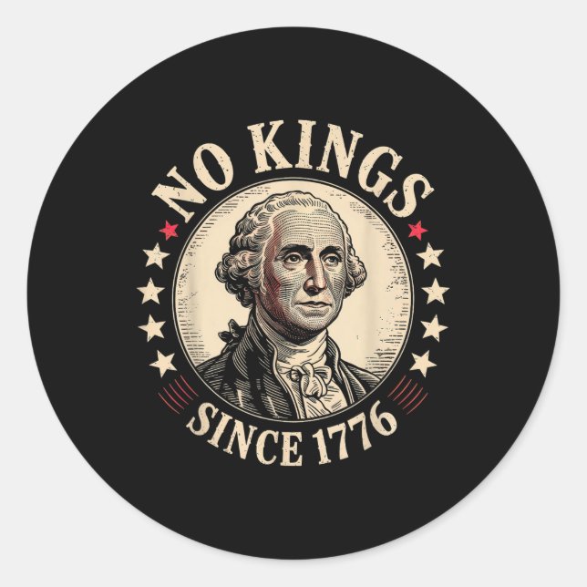 No Kings In America 1776  Runder Aufkleber (Vorderseite)