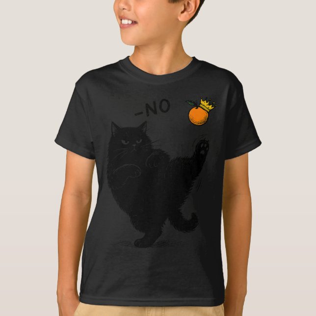 No Kings In America Black Cat Funny Litical Meme F T-Shirt (Vorderseite)