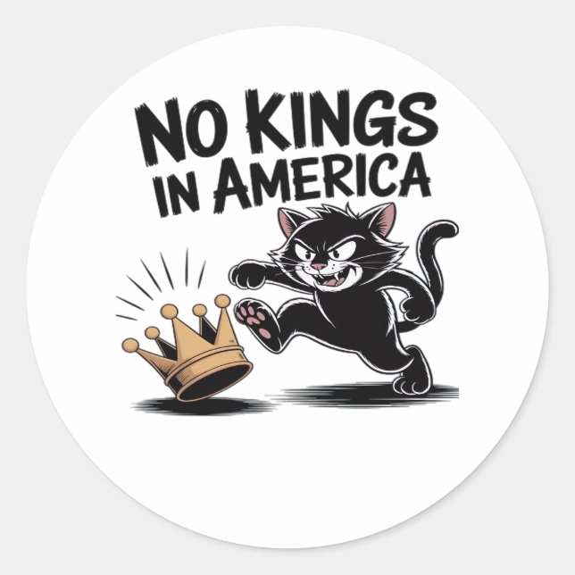 No Kings In America Classic Bold Casual Runder Aufkleber (Vorderseite)