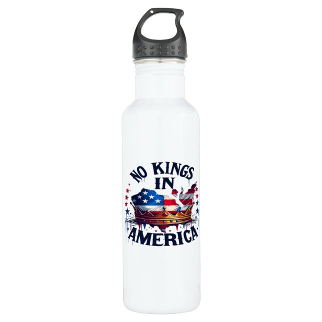 No Kings In America Classic Retro Cool Edelstahlflasche (Vorderseite)