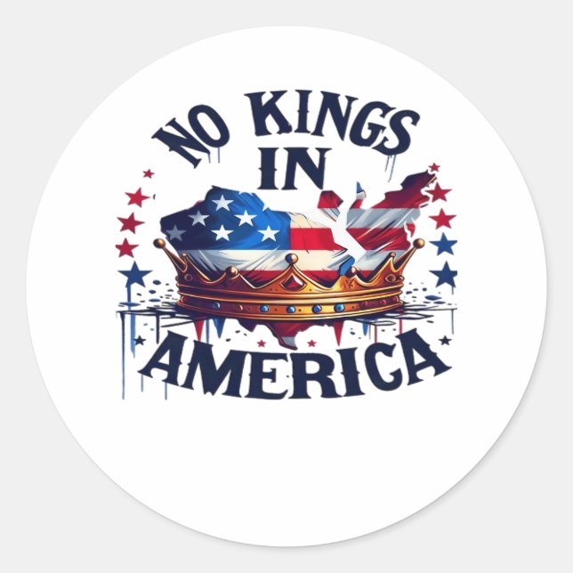 No Kings In America Classic Retro Cool Runder Aufkleber (Vorderseite)