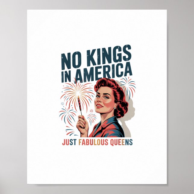 No Kings In America Fabulous Queens Pride 2025 Des Poster (Vorne)