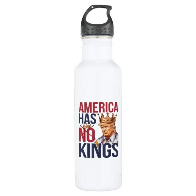No Kings In America Funny America Has No King Poli Edelstahlflasche (Vorderseite)