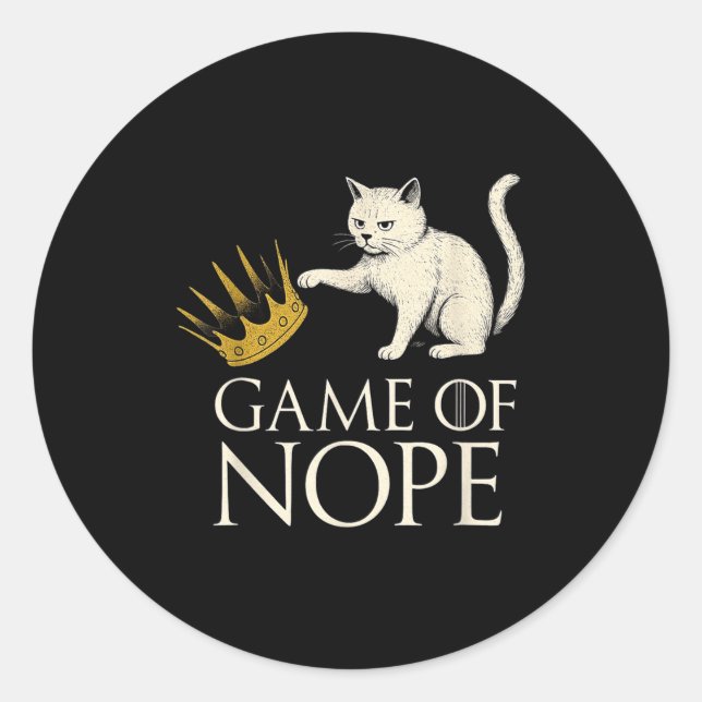 No Kings In America Funny Black Cat Kicking Crown  Runder Aufkleber (Vorderseite)