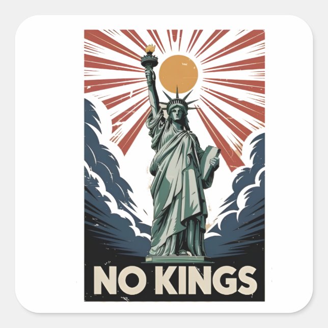 No Kings In America Liberity Status USA Democrats  Quadratischer Aufkleber (Vorderseite)