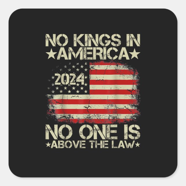 No Kings In America Minimal Clean Quadratischer Aufkleber (Vorderseite)