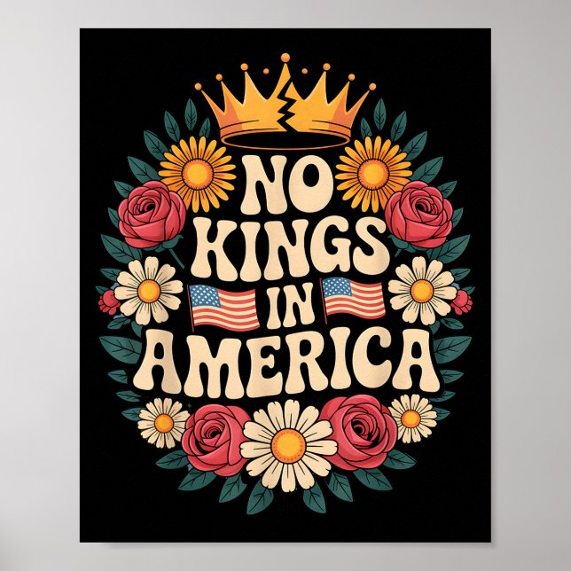 No Kings In America Patriotic Democracy Dom Retro  Poster (Vorne)